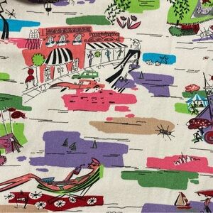 Carolina Blues Colorful Capris with Mid Century Illustrations | Stretch Cotton